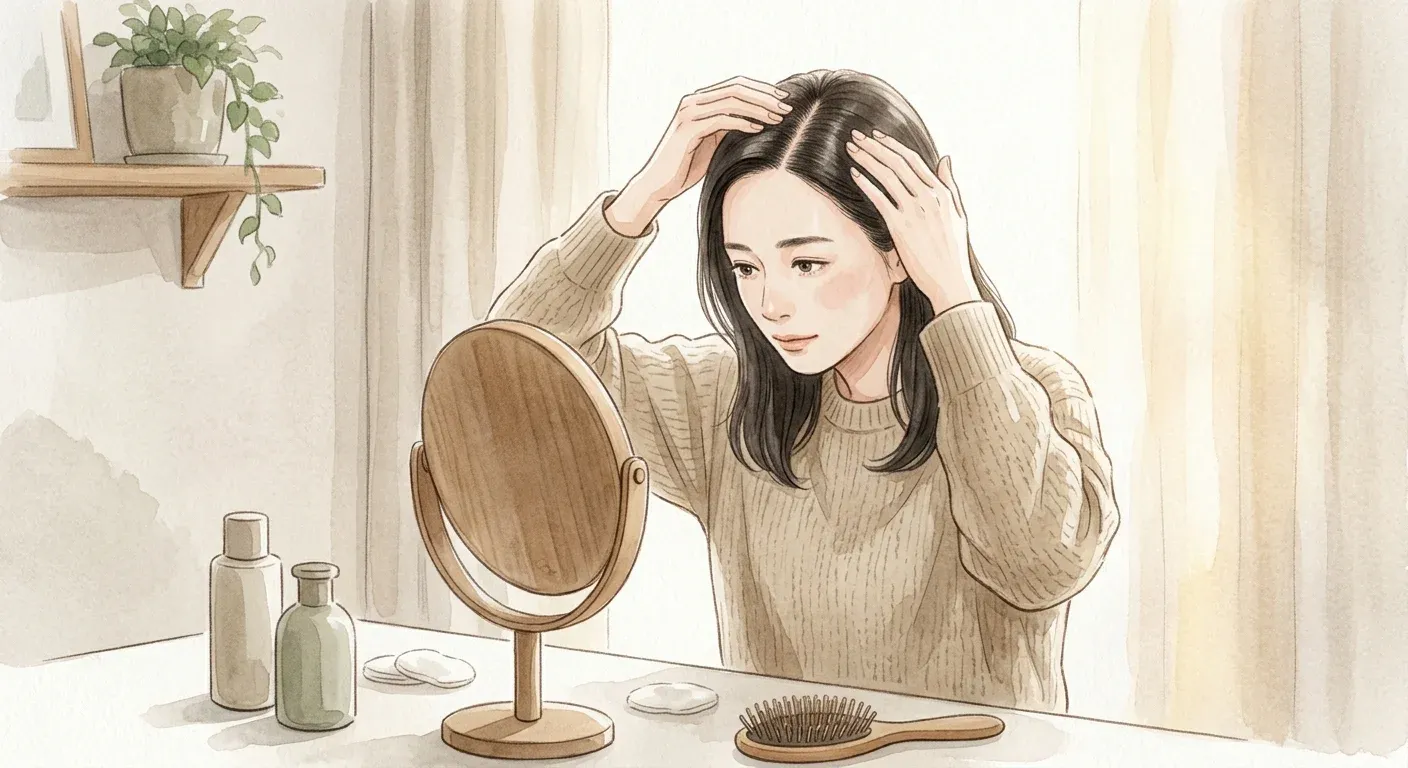 女性發現頭頂分線變寬的安靜時刻 — FPHL 多數始於這樣的察覺