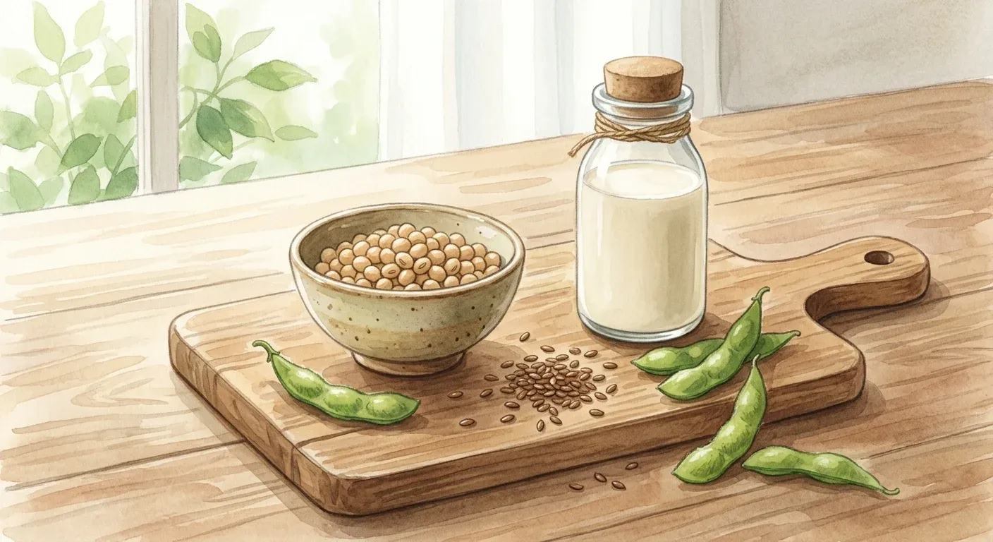 植物雌激素食物來源：黃豆、亞麻籽、毛豆與豆奶