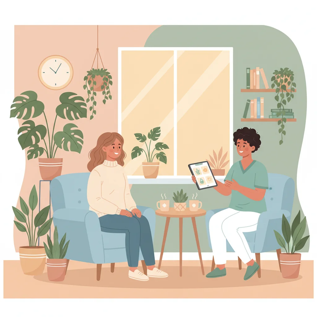 女性掉髮治療諮詢：皮膚科醫師討論治療方案的溫馨場景