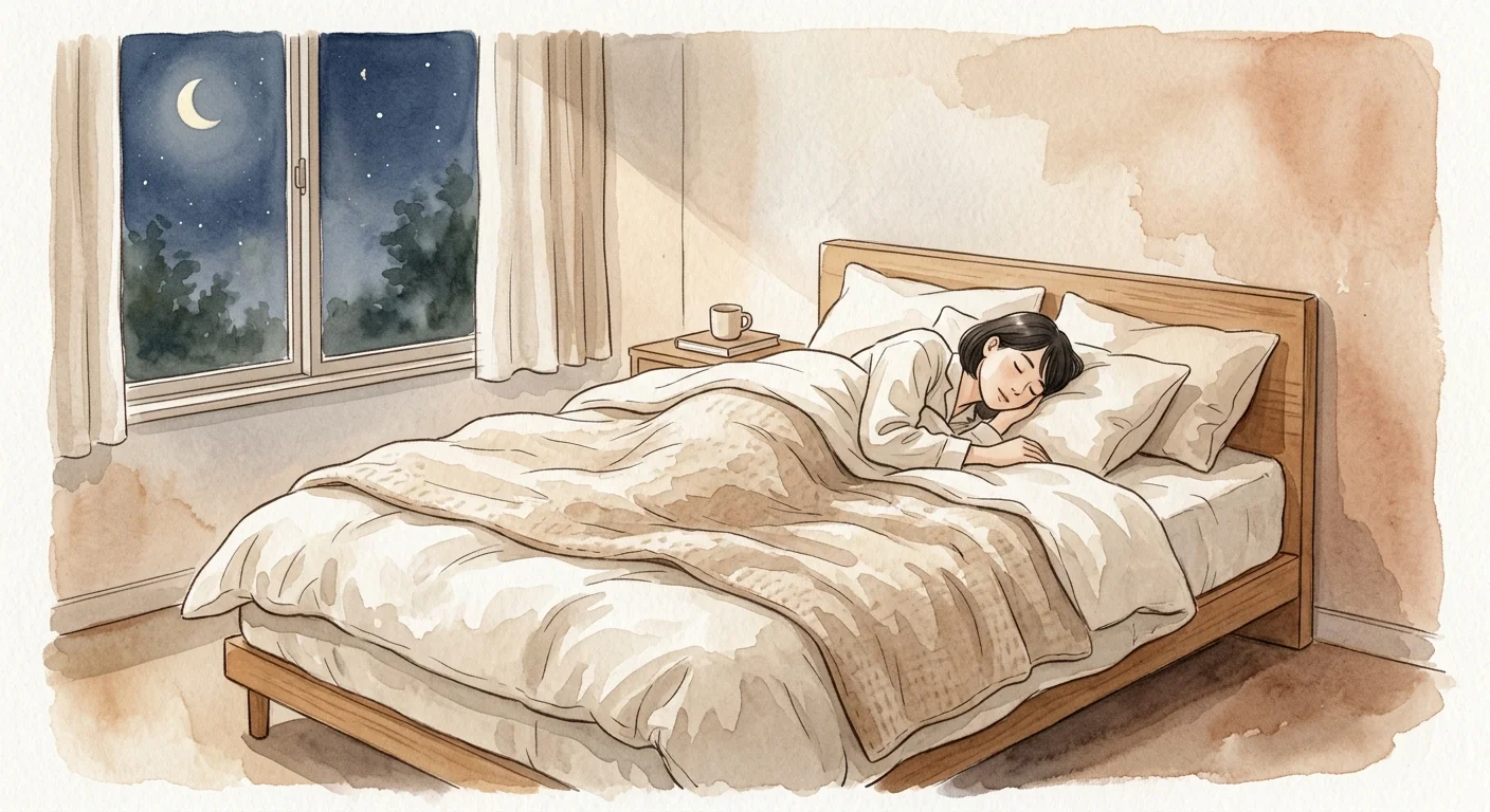 安靜的月光臥室，一個人安穩地睡著，傳達鎂對睡眠和壓力管理的幫助